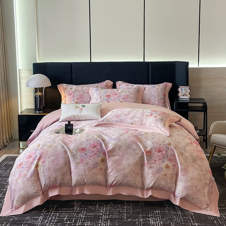 Luxury Floral Cotton Sateen Duvet Cover Set
