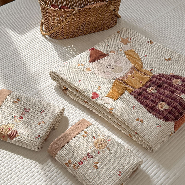 Quilted Bunny Applique Comforter and Pillowcase Set