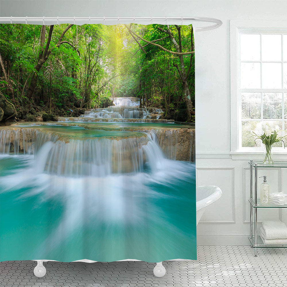 Scenic Waterfall Print Shower Curtain Stornfield