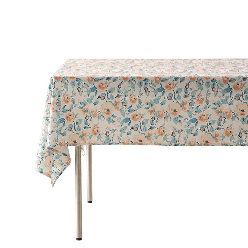Wipeable tablecloth made of polyester with floral watercolor look and water-repellent coating Stornfield