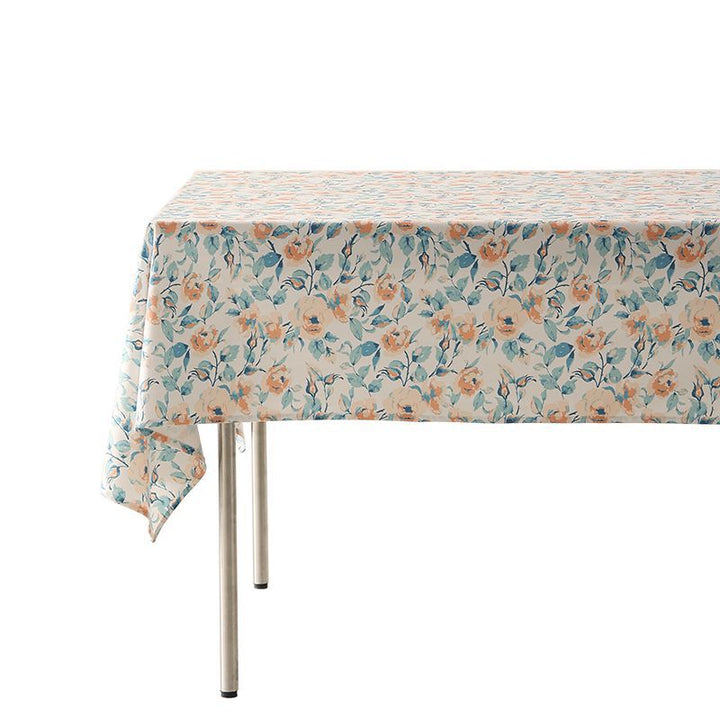 Wipeable tablecloth made of polyester with floral watercolor look and water-repellent coating Stornfield