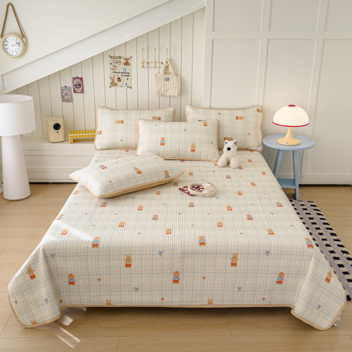 Lightweight Quilted Cotton Bedspread and Mattress Coverlet Set