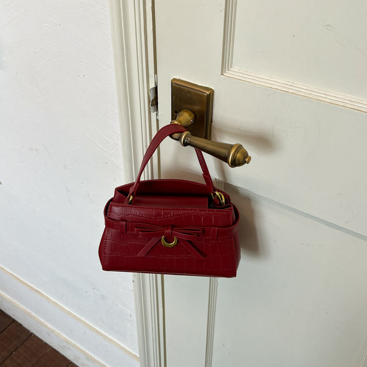 Crocodile-Textured Mini Handbag