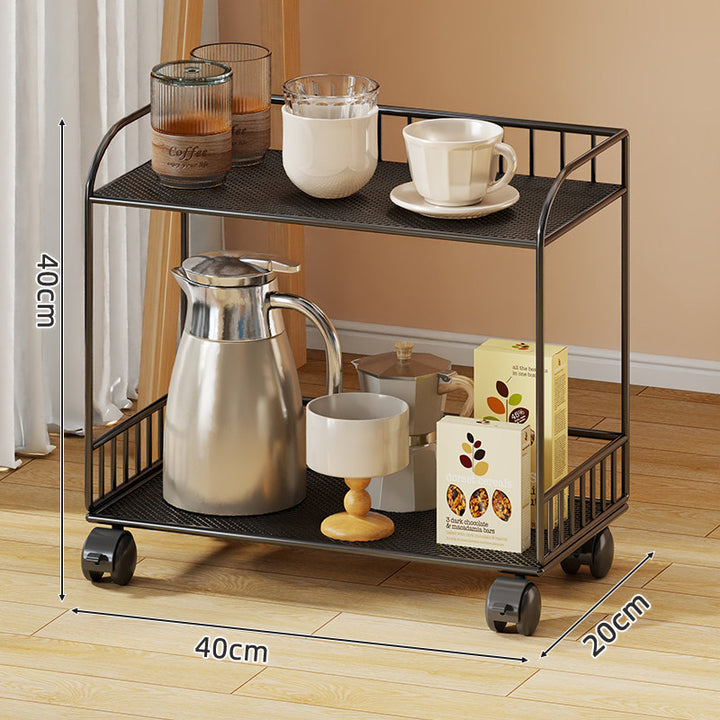 Compact Two-Tier Mesh Serving & Utility Cart with Locking Swivel Casters