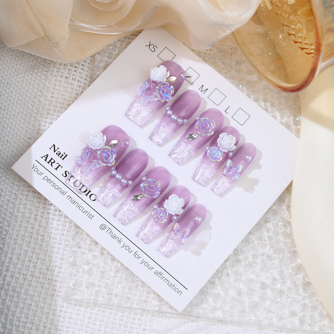 Floral Embellished Press-On Nail Set Stornfield