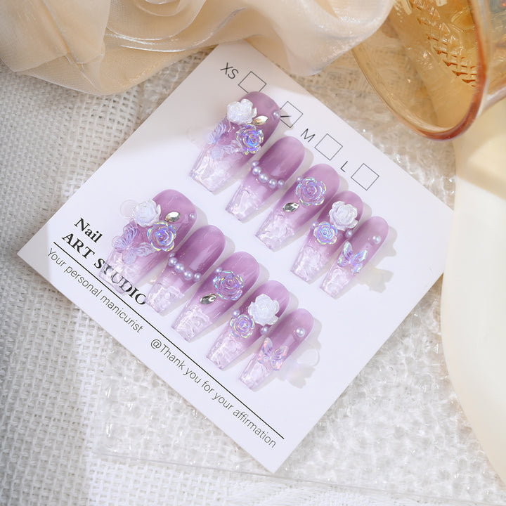 Floral Embellished Press-On Nail Set Stornfield