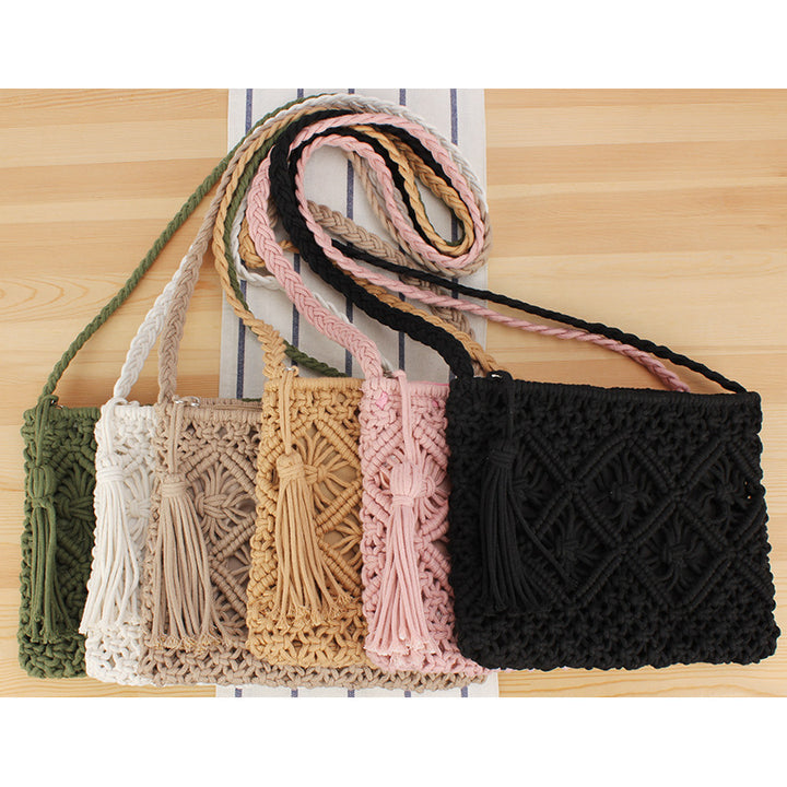 Handcrafted Macrame Shoulder Bag with Tassels Stornfield