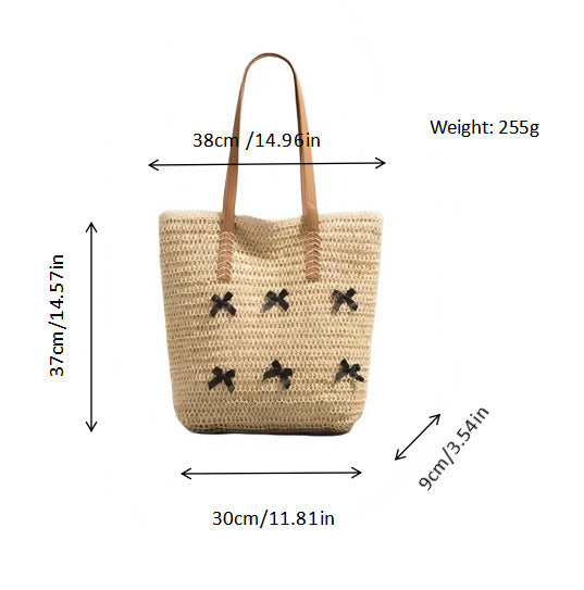 Braided Bast Bag with Decorative Bow Design Stornfield