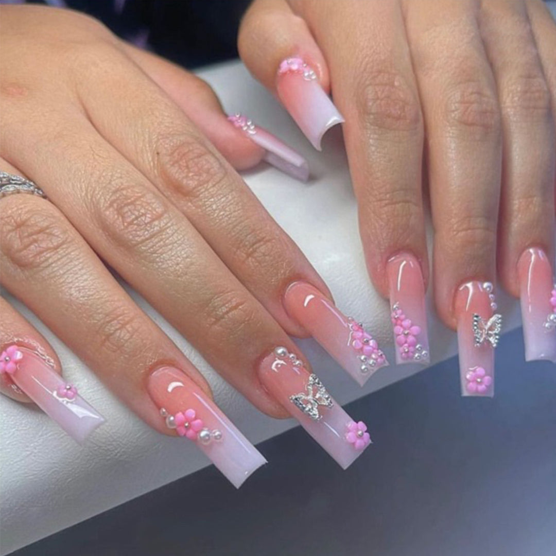 Floral Embellished Press-On Nail Art Stornfield