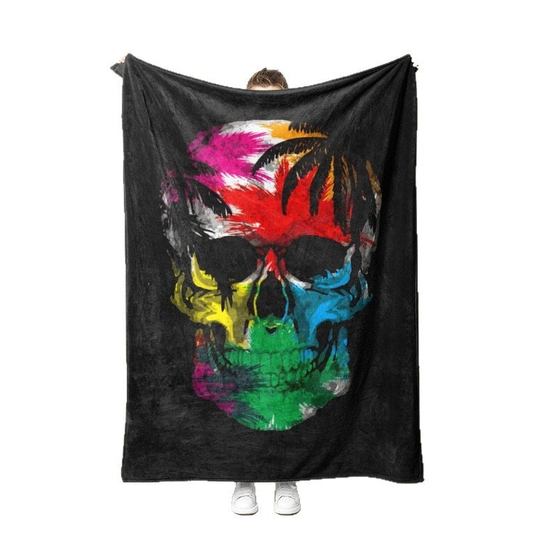 Artistic Skull-Themed Fleece Blanket