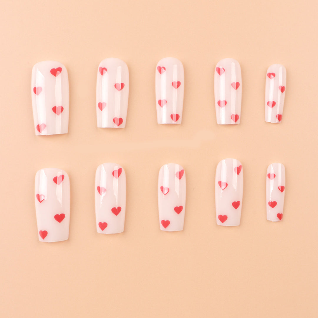 Artistic Heart-Themed Press-On Nail Set Stornfield