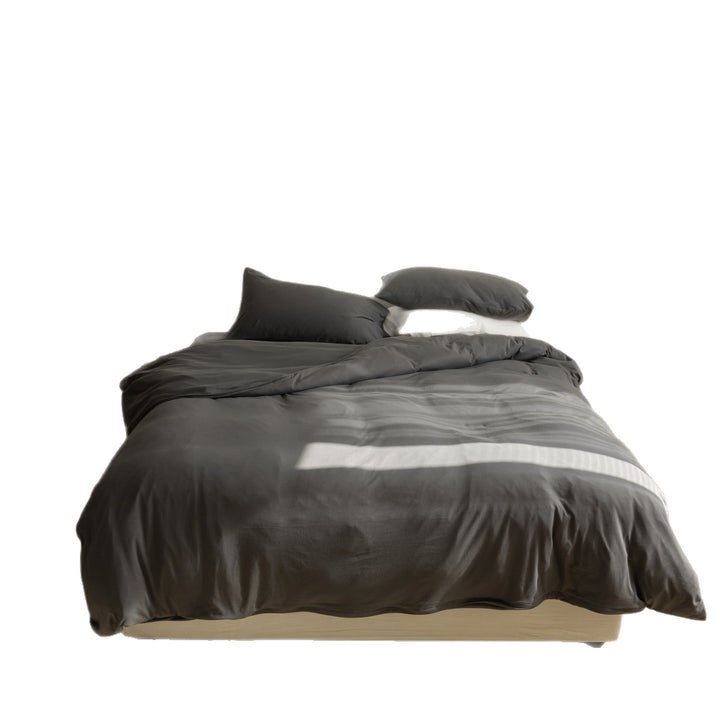 Minimalist Breathable Cotton Percale Duvet Cover Set with Hidden Zip and Pillow Shams