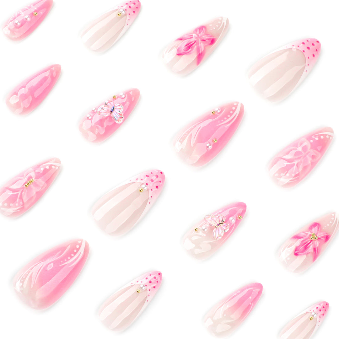 Artful Nail Extensions with Floral Accents Stornfield