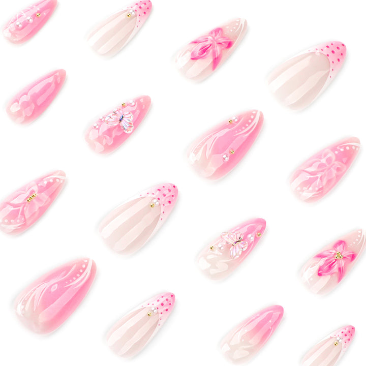 Artful Nail Extensions with Floral Accents Stornfield