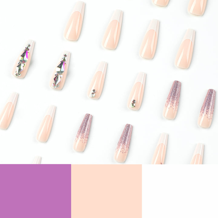 Artful Nail Extensions with Glitter and Rhinestone Accents Stornfield
