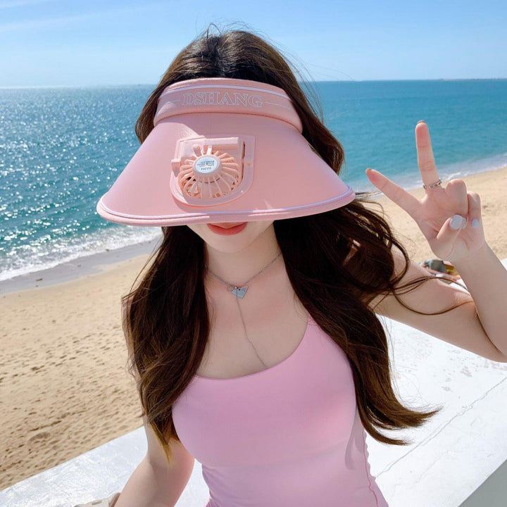 Sun protection visor with quiet rechargeable mini fan and adjustable neoprene seat Stornfield