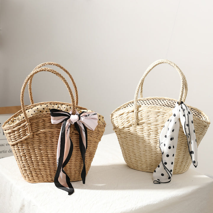 Braided beach bag with dotted inner pocket Stornfield
