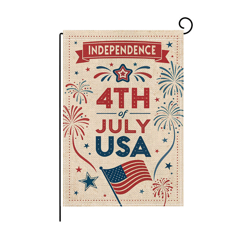 Patriotic Mason Jar Floral Burlap-Texture Outdoor Garden Flag