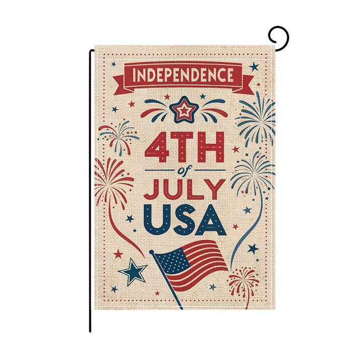 Patriotic Mason Jar Floral Burlap-Texture Outdoor Garden Flag