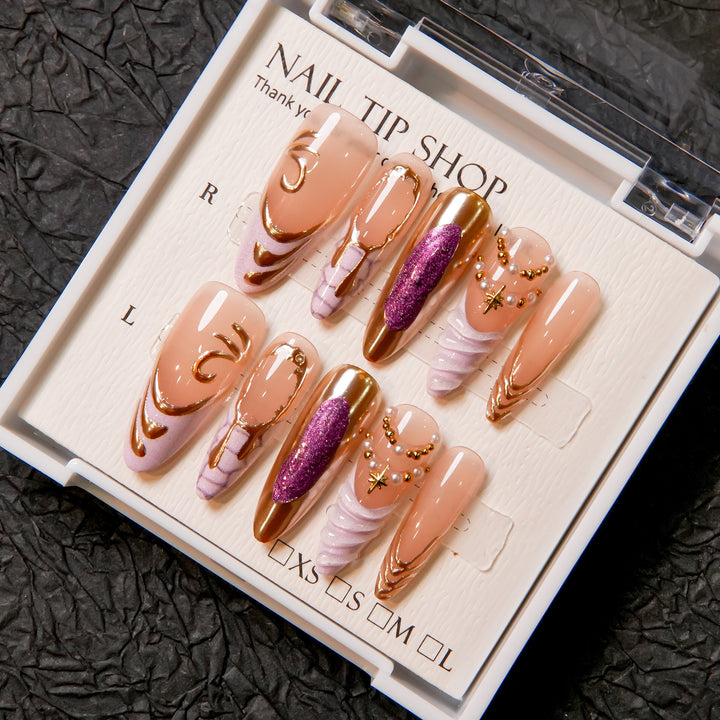 Glamorous Ornate Press-On Nail Designs