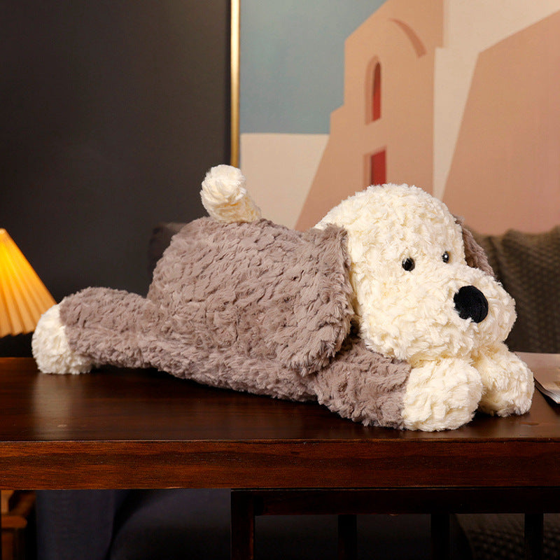 Long-Body Plush Dog Lumbar Pillow with Weighted Core and Ultra-Soft Faux Fur Stornfield