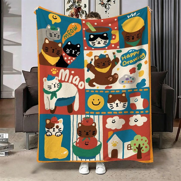 Cartoon-Themed Cozy Fleece Throw Blanket