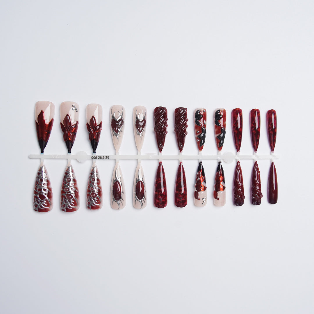 Acrylic nail set with artistic designs Stornfield