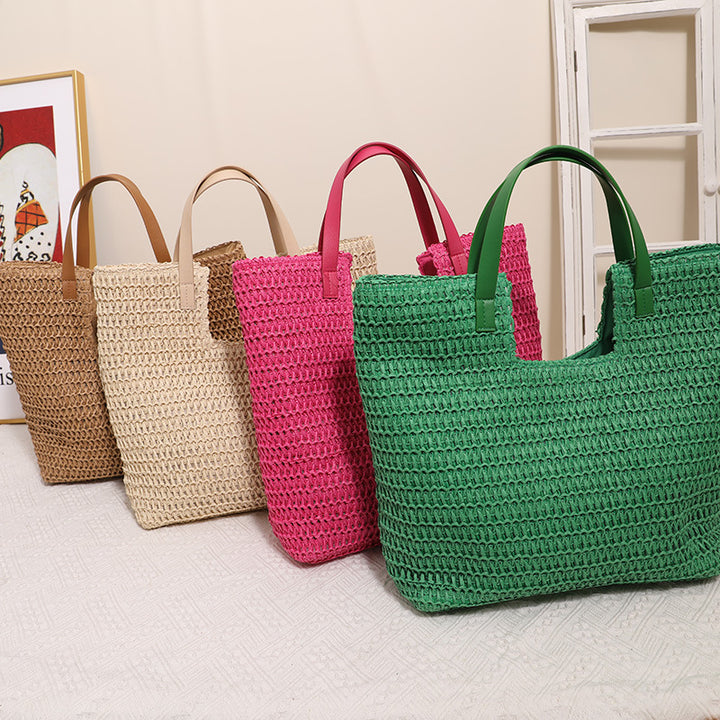 Elegant Woven Tote Bag with Sturdy Leather Handles Stornfield