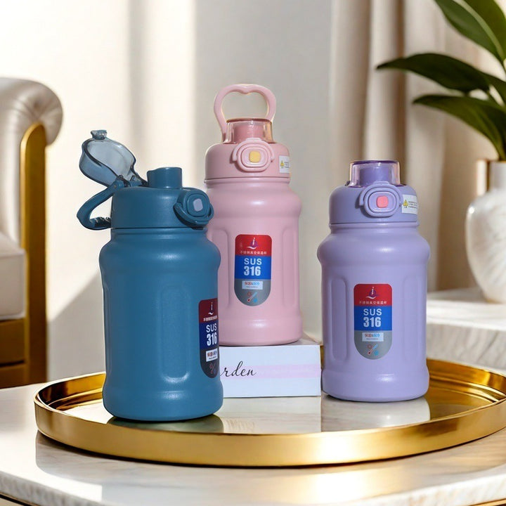Ladies Stainless Steel Insulated Bottle with Practical Carry Strap and Innovative Closure Stornfield