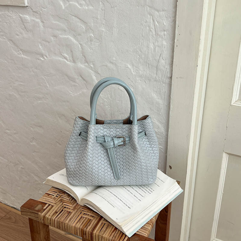 Woven Leather Handheld Tote