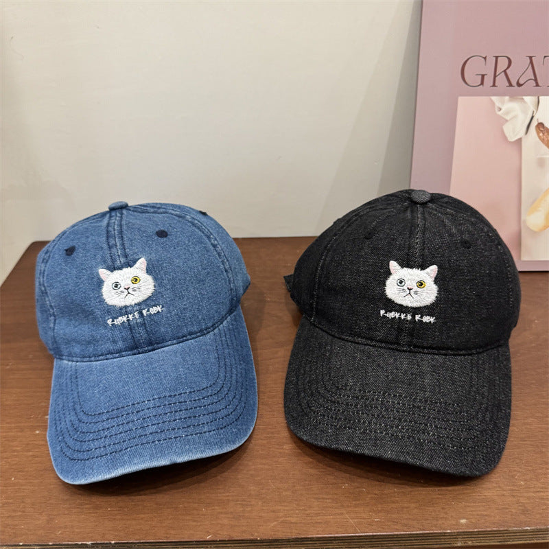 Women's Casual Cotton Baseball Cap with Cat Embroidery Stornfield