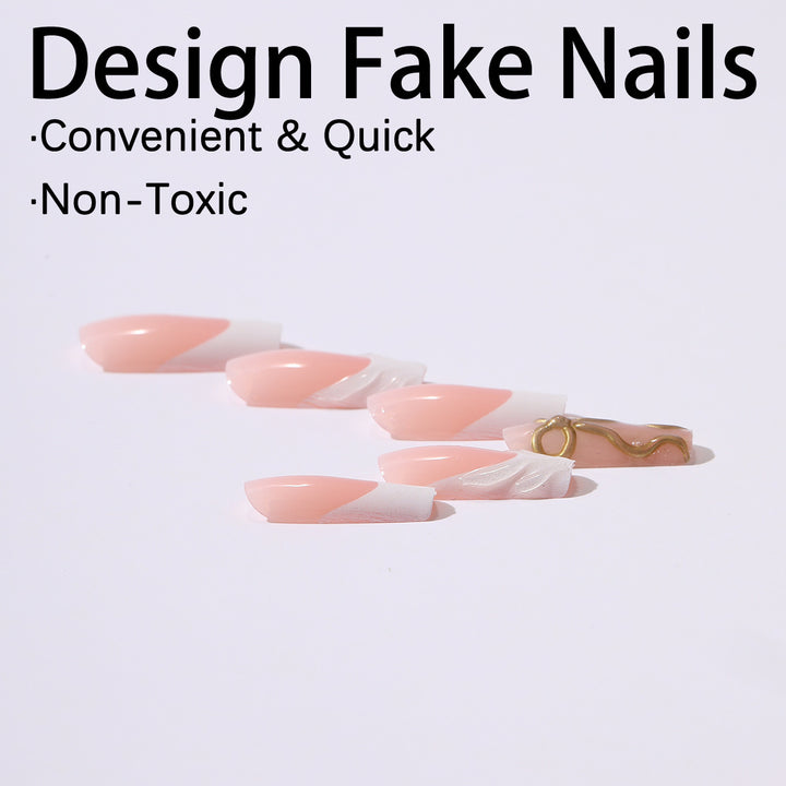 Artificial nail set with luxurious golden accents and elegant design Stornfield