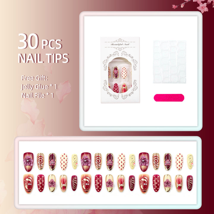 Decorative Floral Press-On Nail Art Set