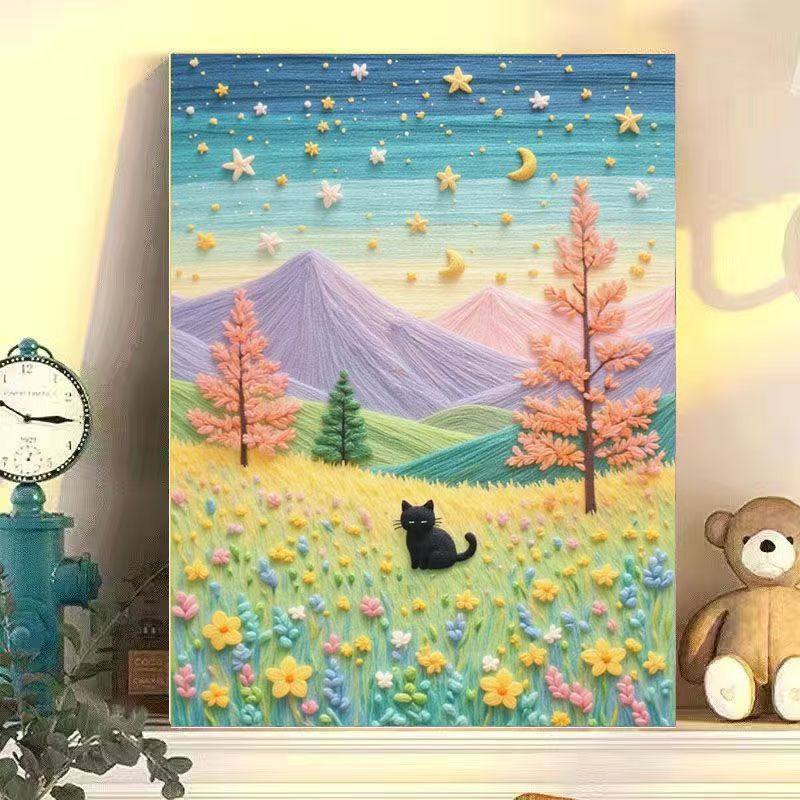 Whimsical Cat Landscape Canvas Art Stornfield