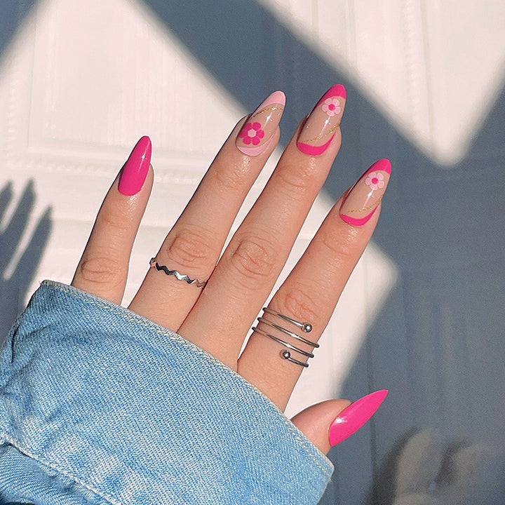 Artistic Floral Accent Stiletto Press-On Nails Stornfield