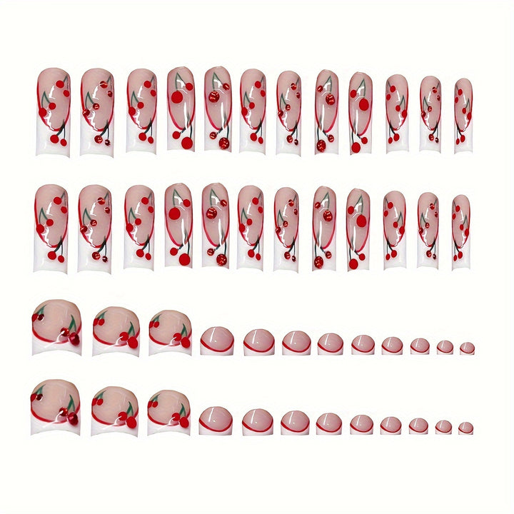 Decorative Cherry-Themed Press-On Nails Stornfield