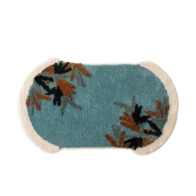 Tufted bath mat rug with botanical textured design Stornfield