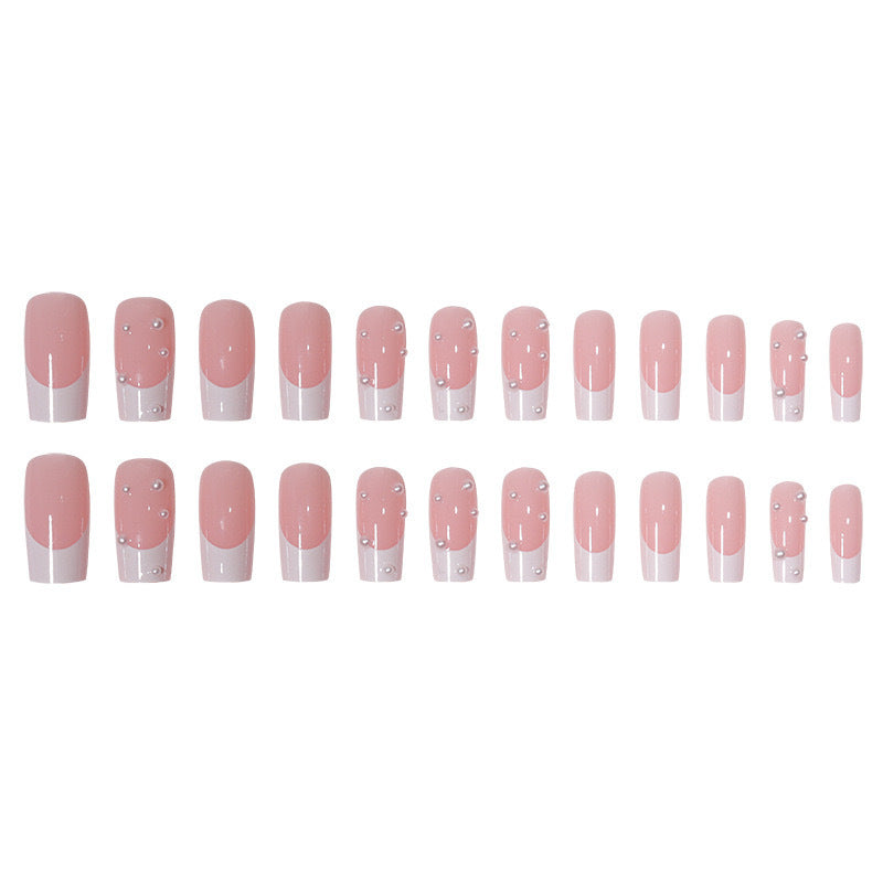 Nail art set with exquisite pearl accents and transparent design Stornfield