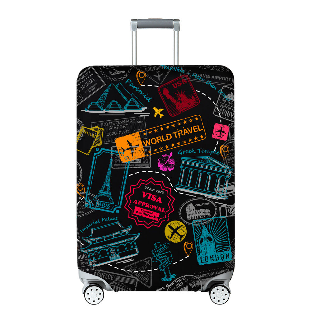 Unisex Hard Shell Travel Suitcase with Creative Travel Motif Stornfield