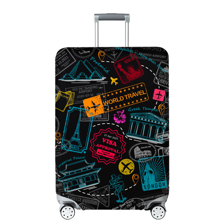 Unisex Hard Shell Travel Suitcase with Creative Travel Motif Stornfield