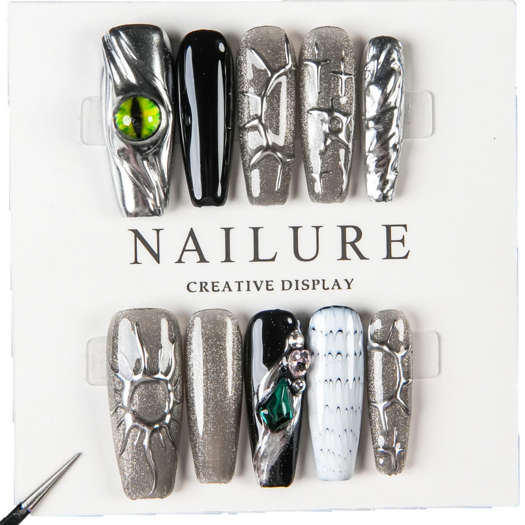 Creative Art Press-On Nail Set with Unique Textures