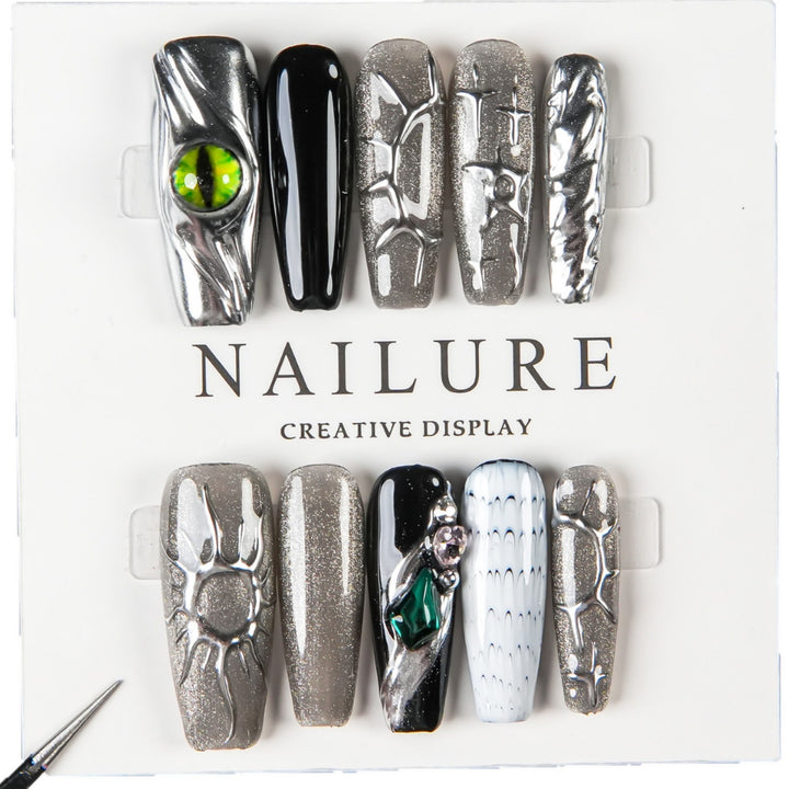 Creative Art Press-On Nail Set with Unique Textures