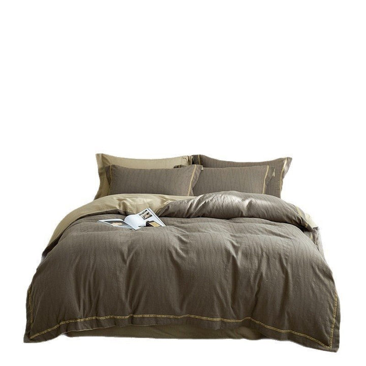 Noble cotton bedding set with structured quilting and reversible function
