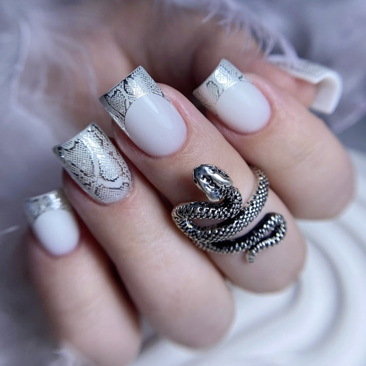 Snake Print French Tip Nail Art Extensions Stornfield