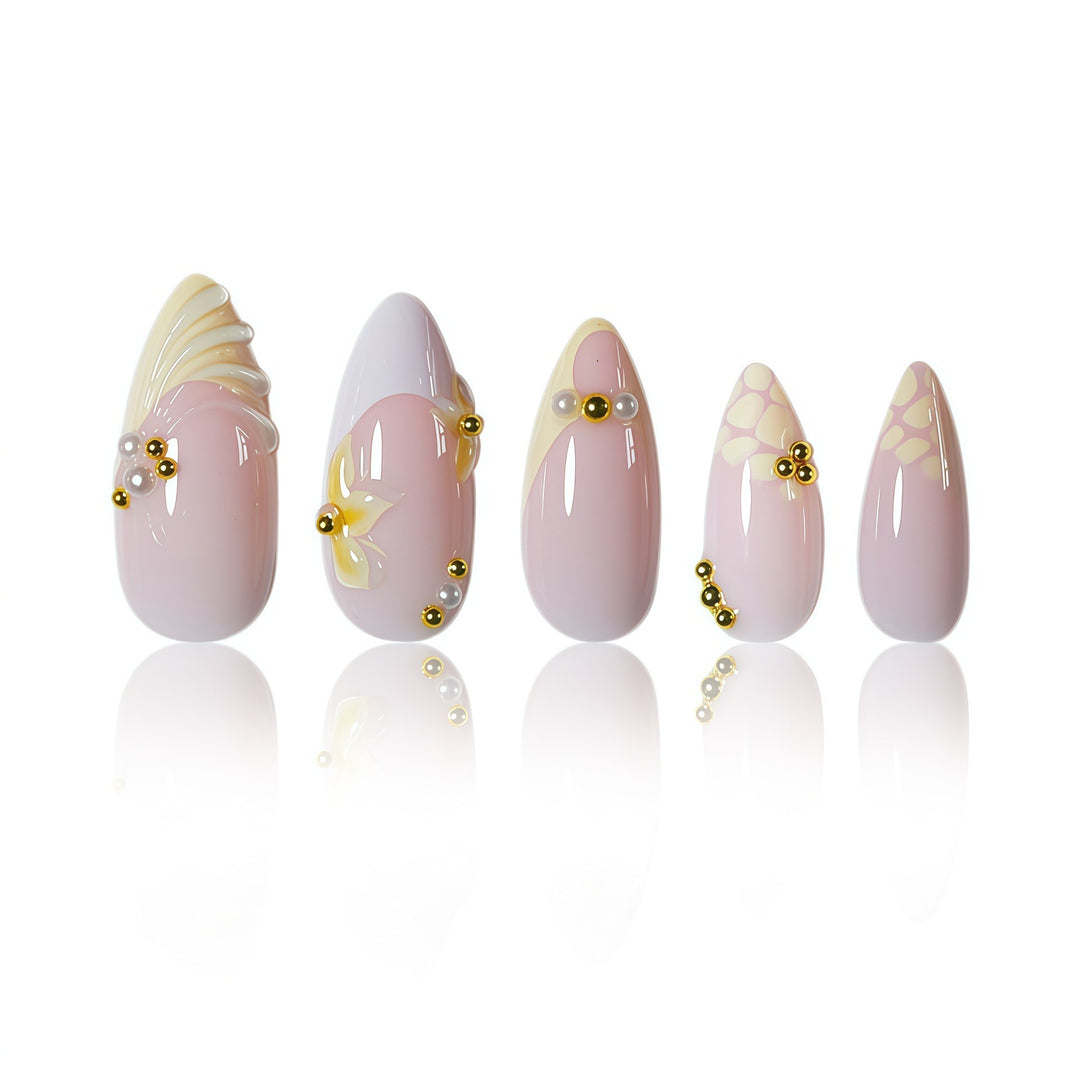 Elegant Natural Floral Press-On Nail Art Stornfield
