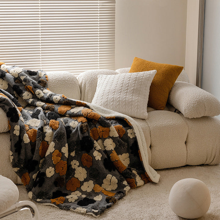 Reversible Sherpa Fleece Throw Blanket with Embossed Strawberry Texture