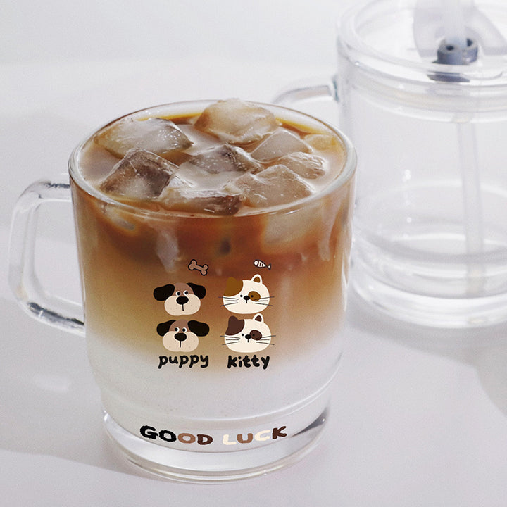 Ladies funny tea glass cup with artistic cat design Stornfield