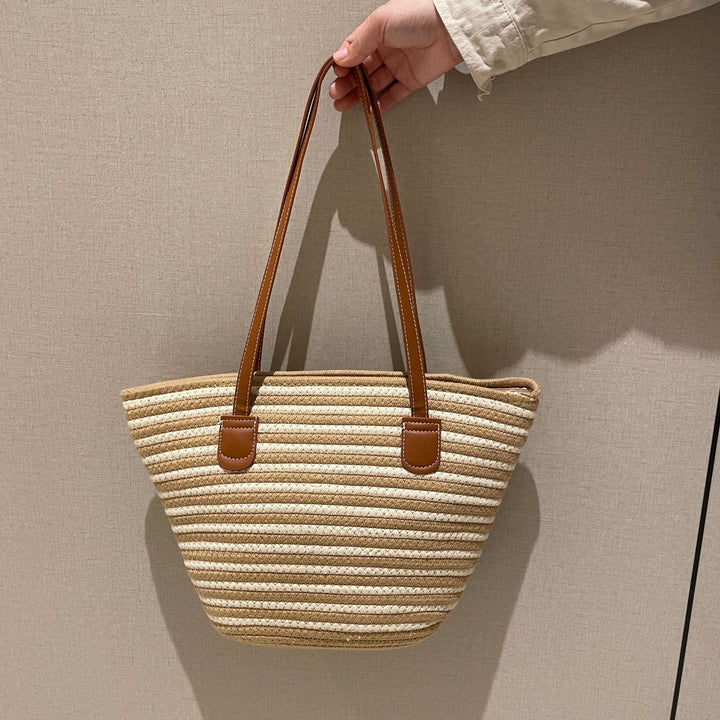 Trendy Basket Bag with Leather Handles Stornfield