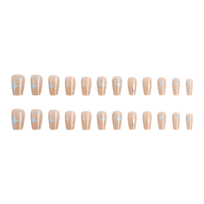 Acrylic nail set with sparkling star and glitter elements Stornfield