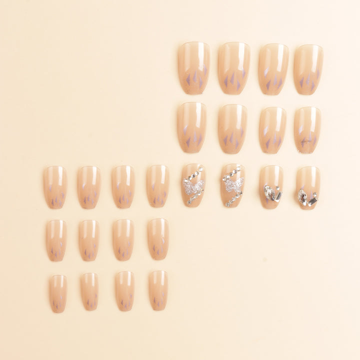 Artistic Crystal-Embellished Press-On Nail Set Stornfield